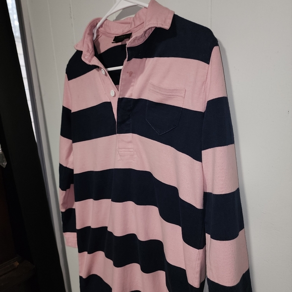 J Crew Classic Preppy Baby Pink And Navy Blue Striped Top - Picture 6 of 11